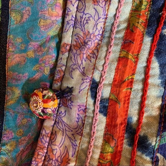 Colorful Jacket Sandy Starkman Art to Wear Hippie Bohemian Silk Blend Sz Large - Picture 7 of 10